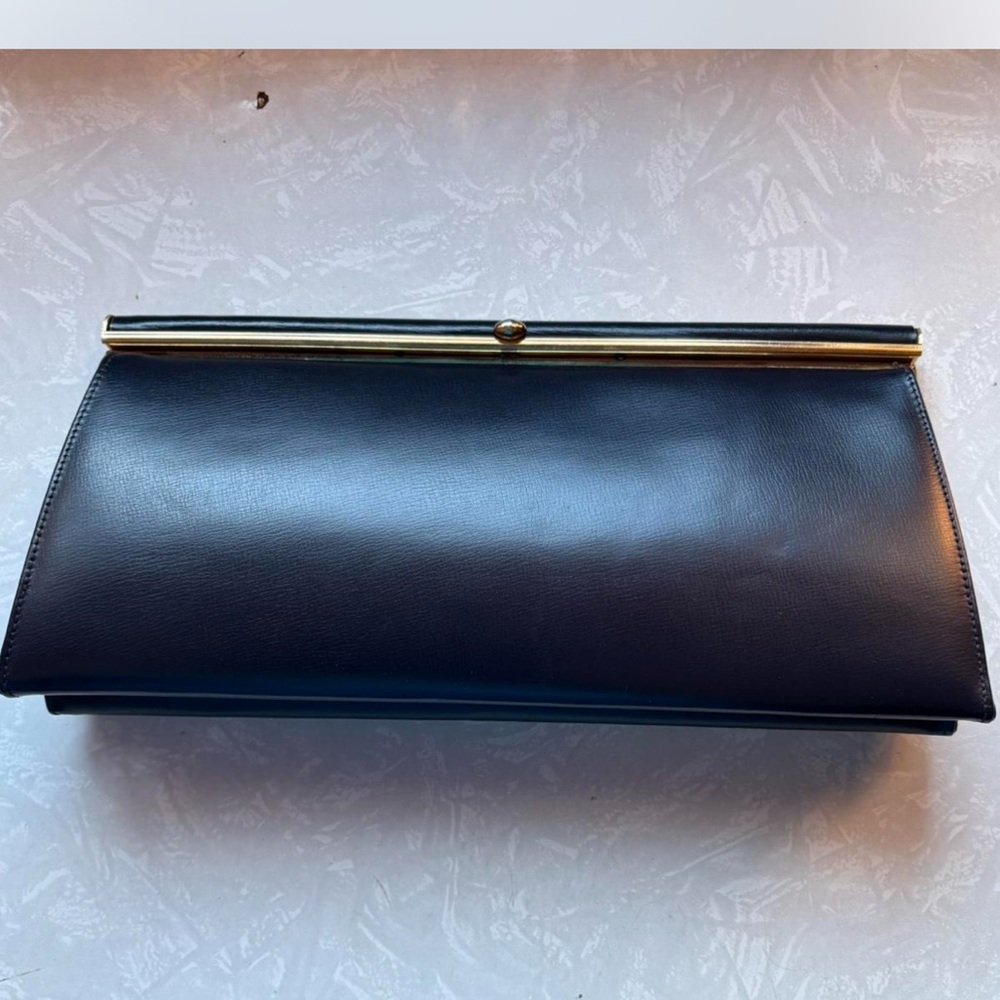 Navy leather Clutch